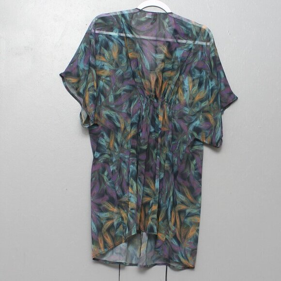 H&M divided peacock feather abstract print swim cover - Picture 2 of 11